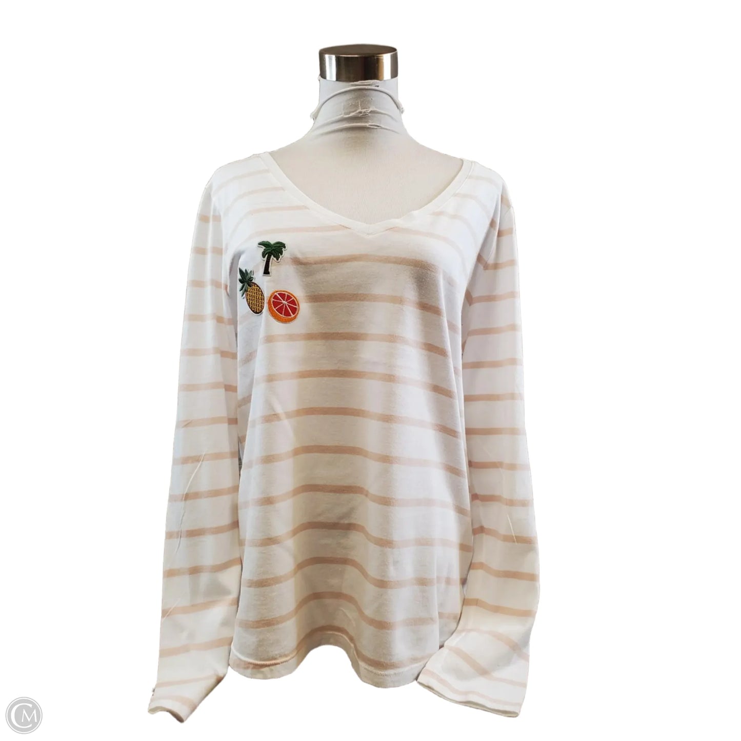 Top Long Sleeve Basic By Old Navy In Striped Pattern, Size: L