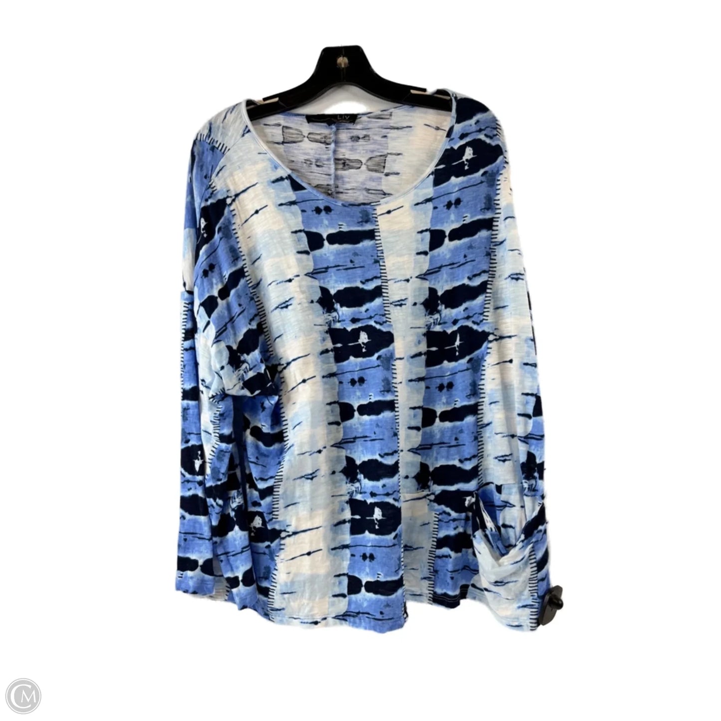 Top 3/4 Sleeve By Clothes Mentor In Blue & White, Size: Xl