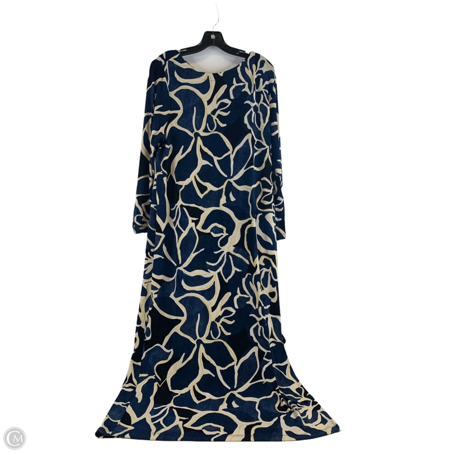 Dress Casual Midi By Chicos In Black & Blue, Size: Xl