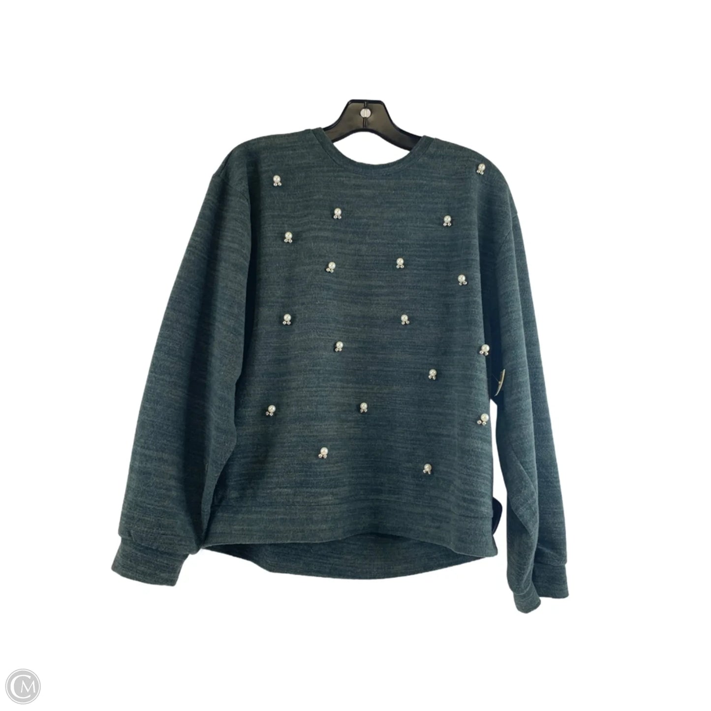 Top Long Sleeve By Clothes Mentor In Green & White, Size: L