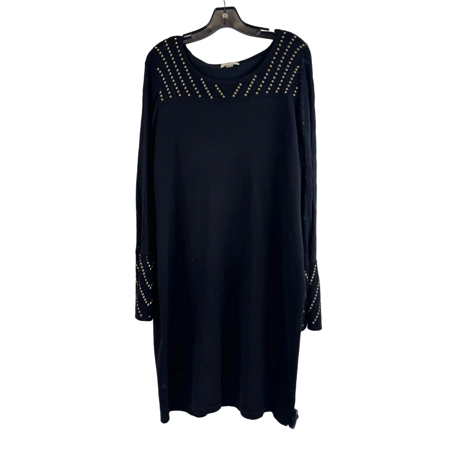 Dress Casual Midi By Calvin Klein In Black & Gold, Size: Xl