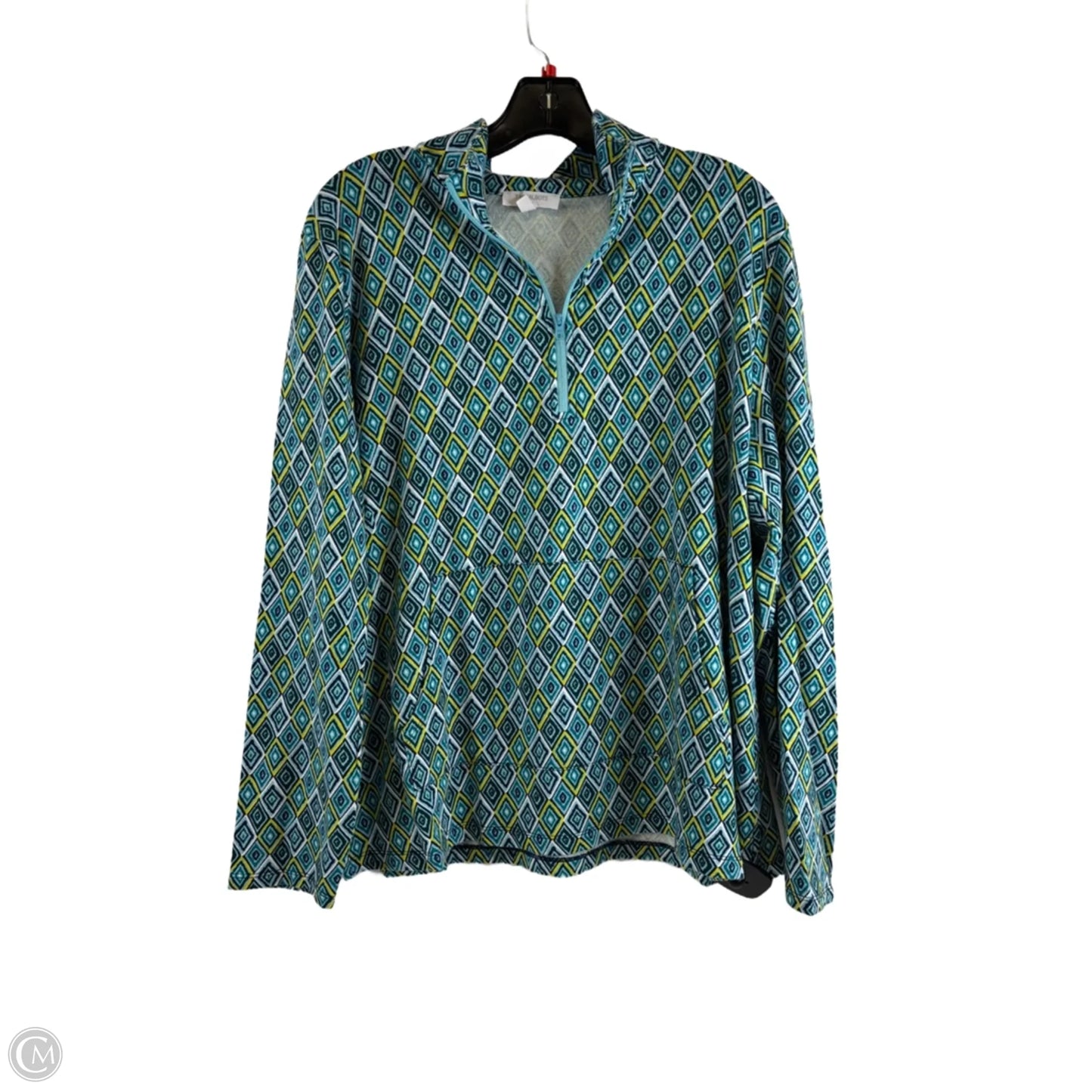 Top Long Sleeve By Talbots In Blue & White, Size: Xl