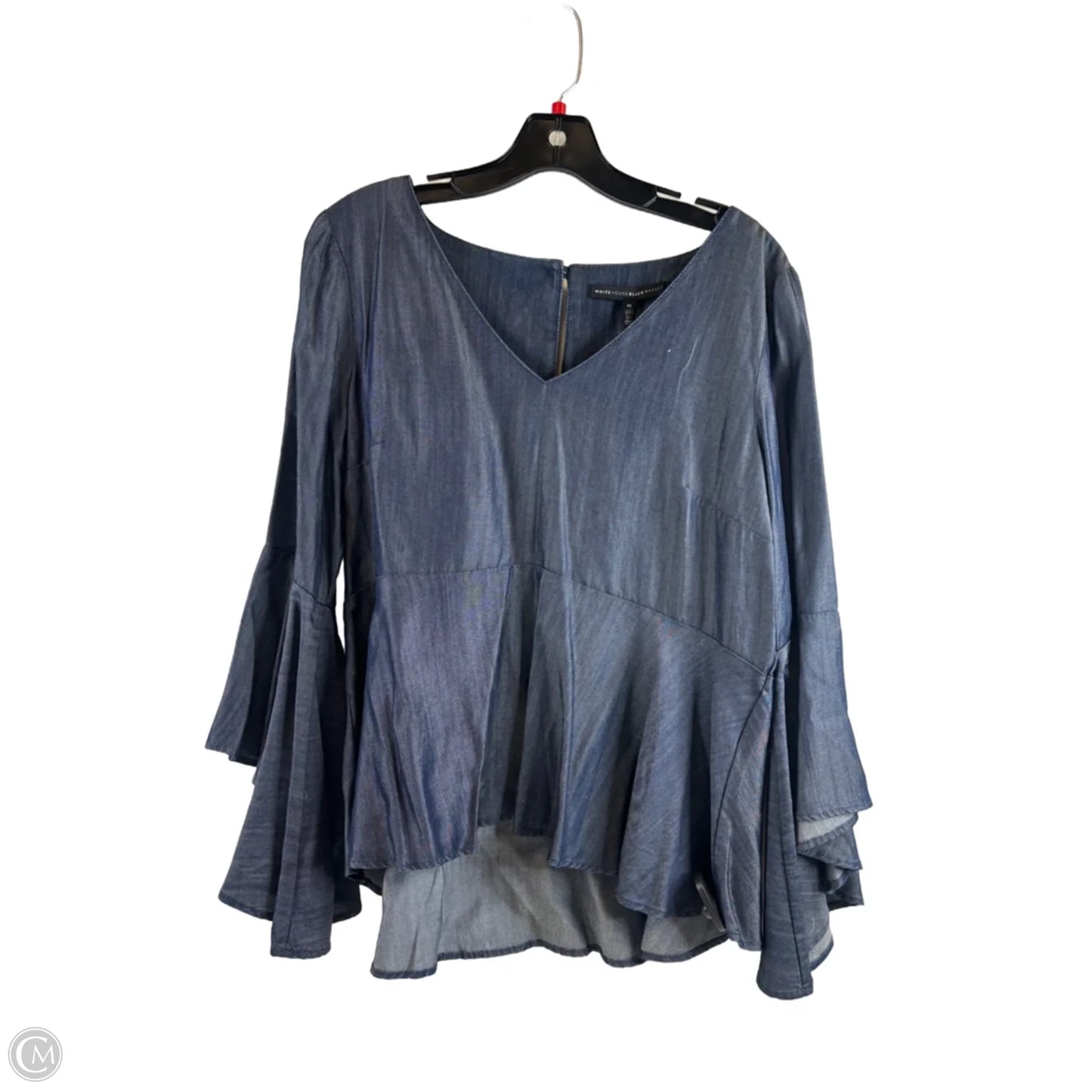 Top Long Sleeve By White House Black Market In Blue Denim, Size: M