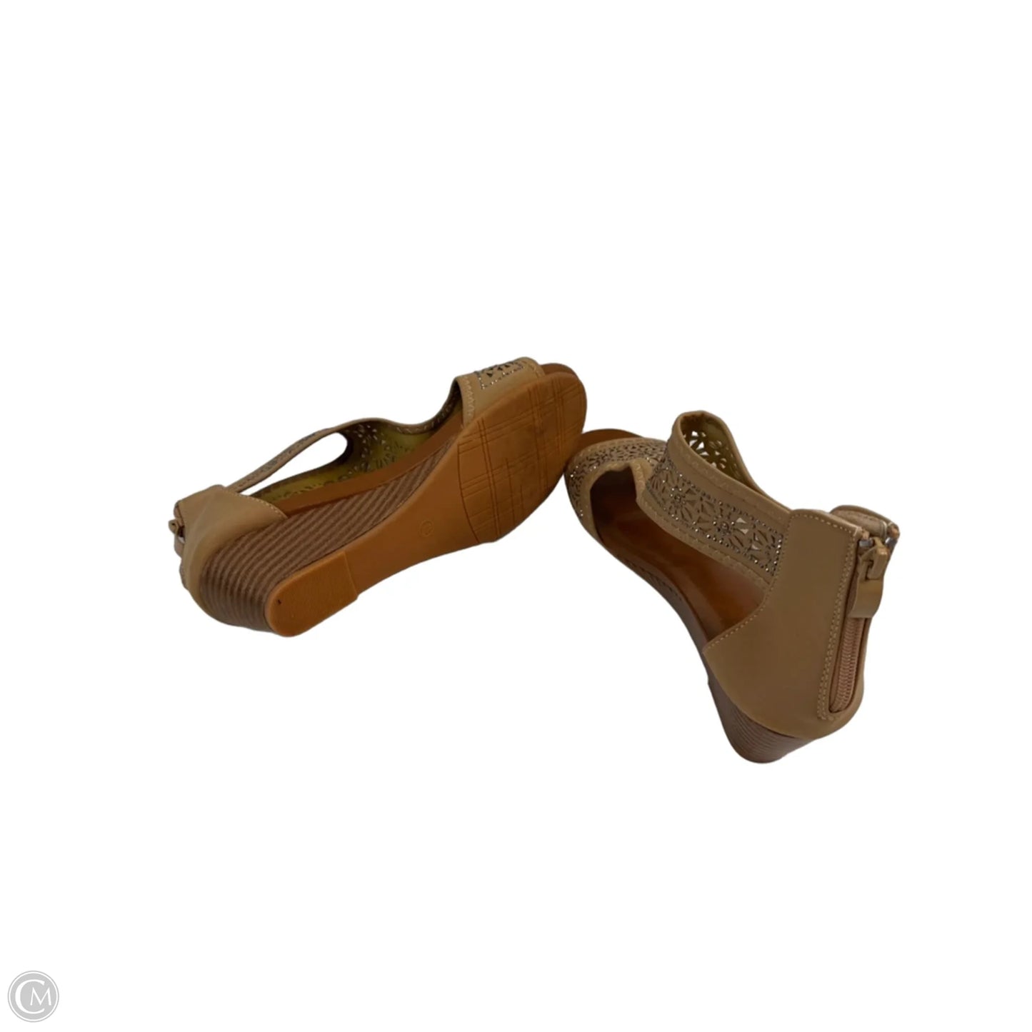 Sandals Heels Platform By Clothes Mentor In Tan, Size: 10