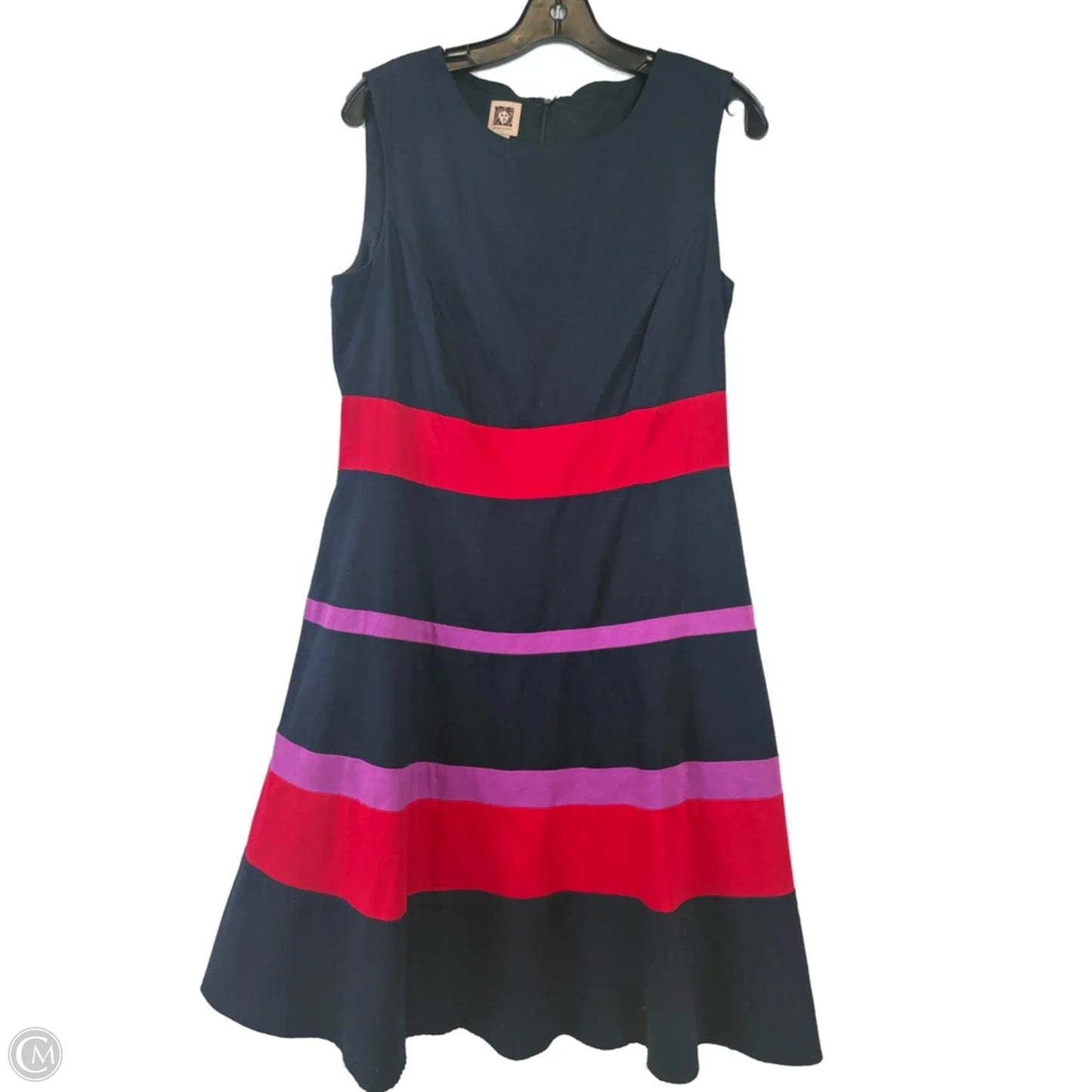 Dress Casual Midi By Anne Klein In Blue & Red, Size: L