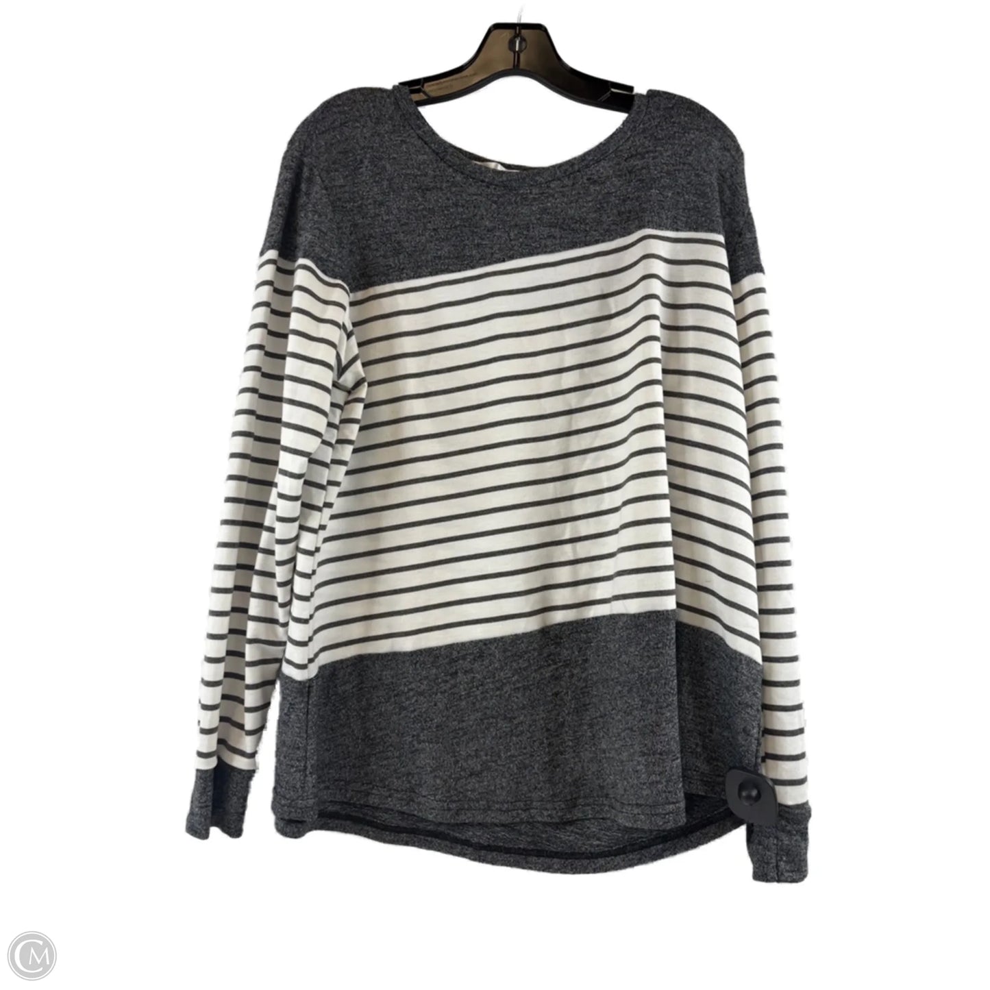 Top Long Sleeve By Clothes Mentor In Grey & White, Size: Xxl