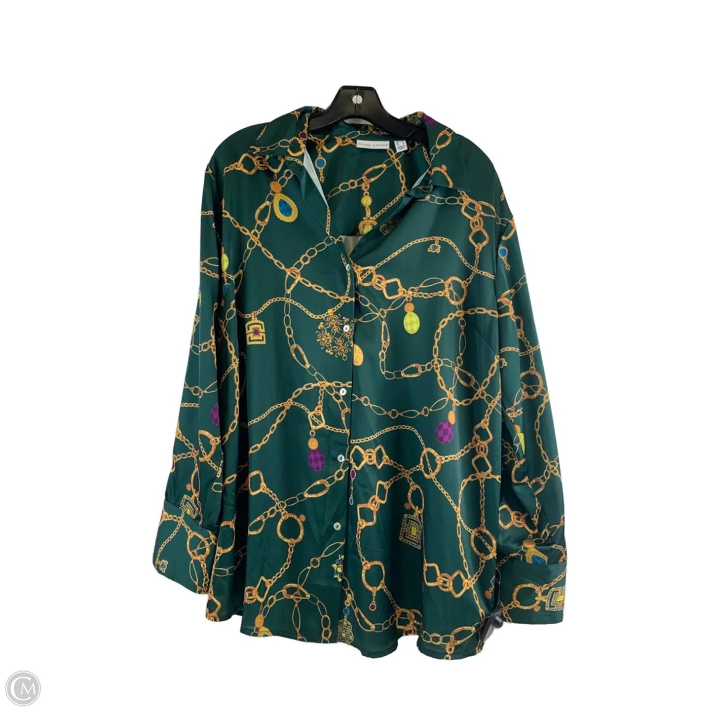 Top Long Sleeve By Susan Graver In Gold & Green, Size: M