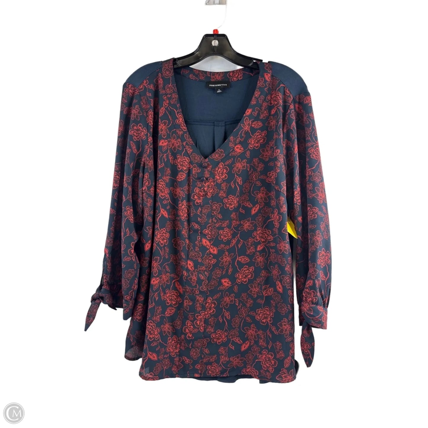 Top Long Sleeve By Fortune & Ivy In Blue & Red, Size: Xl