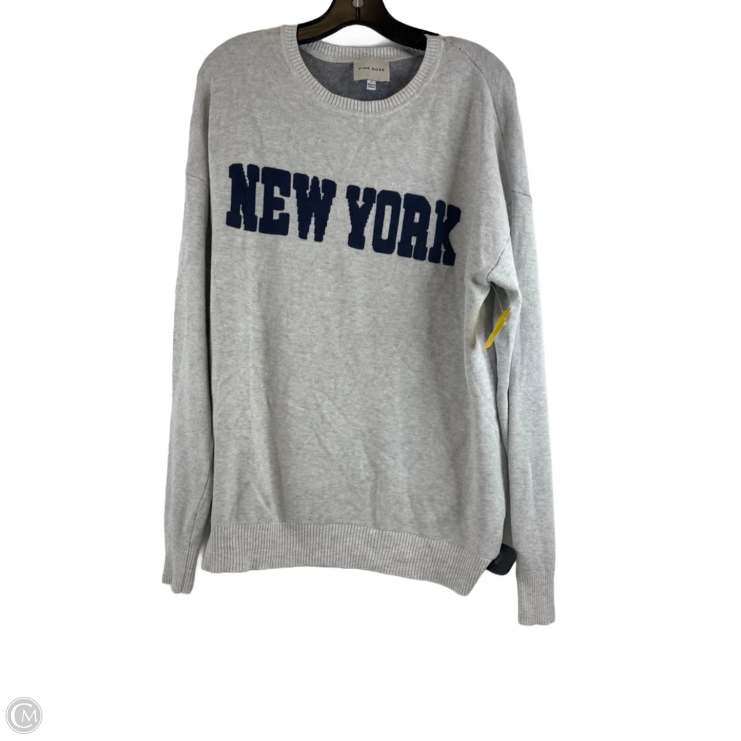 Sweater By Pink Rose In Blue & Grey, Size: L