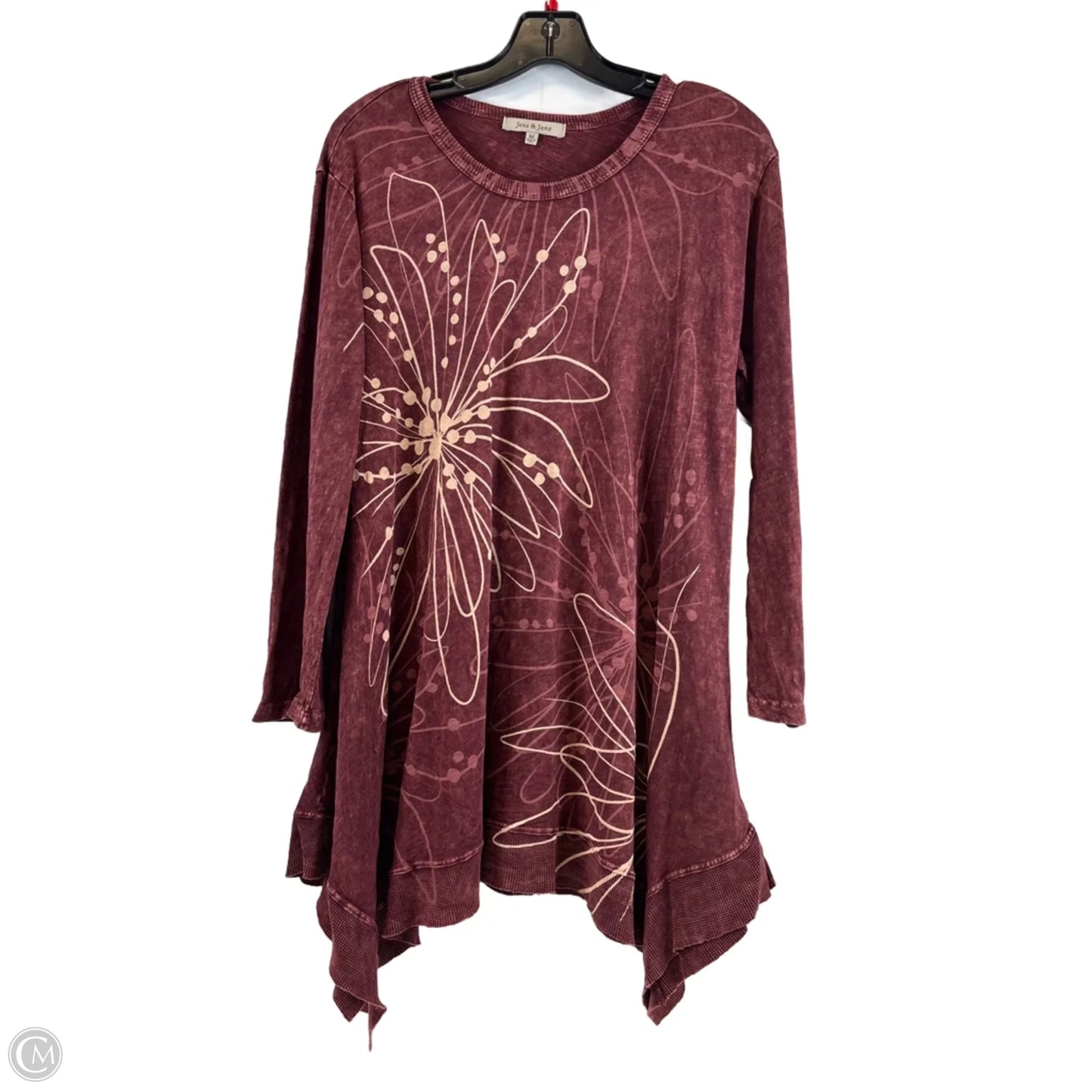 Top Long Sleeve By Jess And Jane In Cream & Purple, Size: M