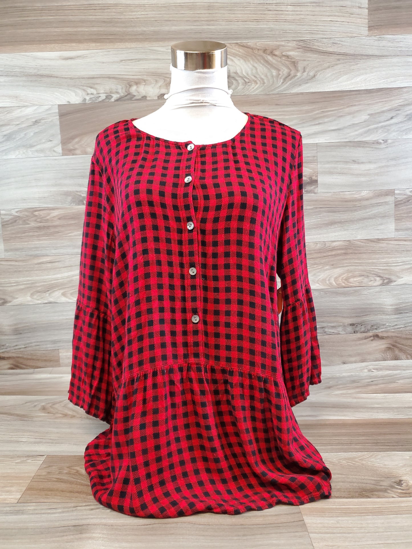 Top 3/4 Sleeve By J. Jill In Plaid Pattern, Size: M