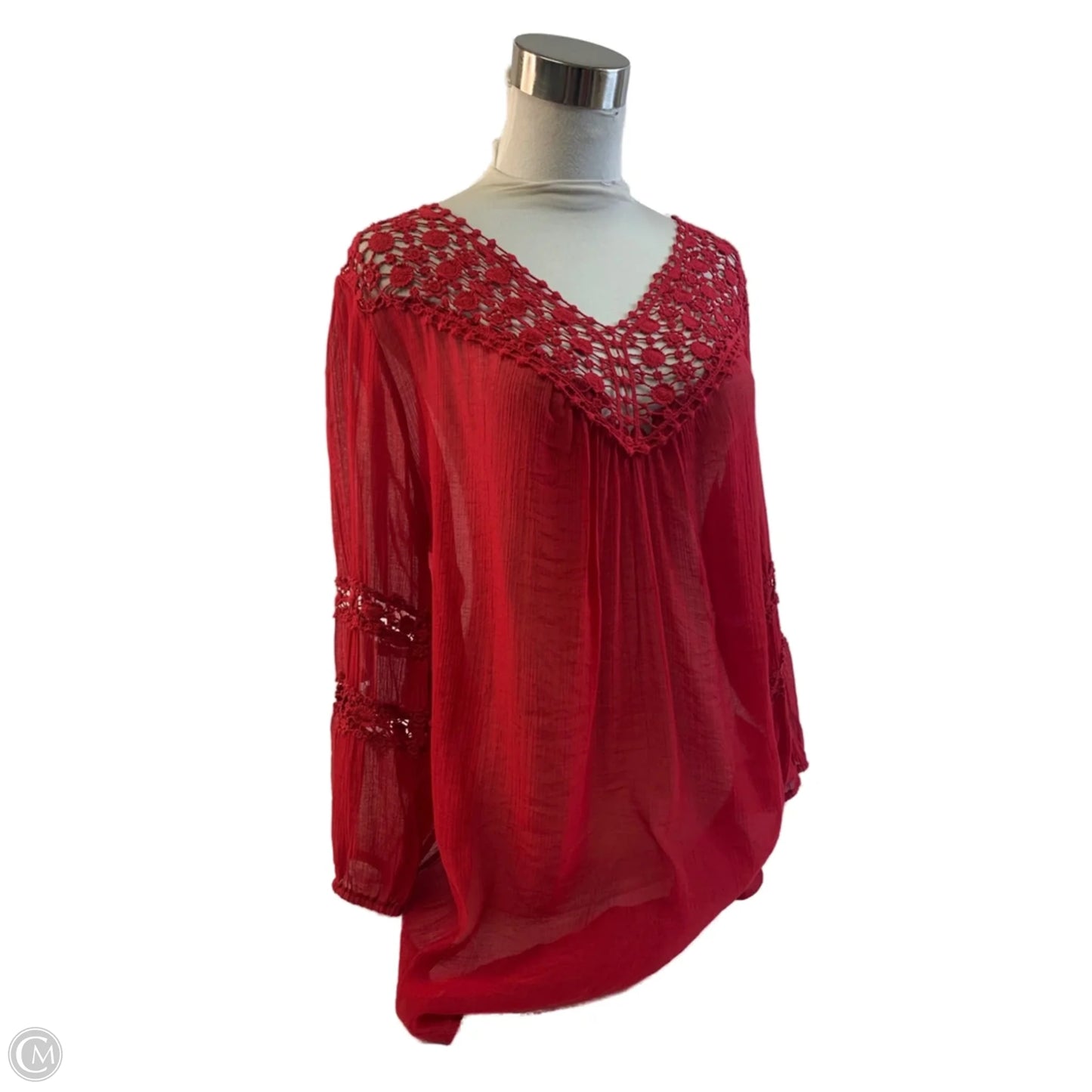 Top 3/4 Sleeve By Grand And Greene In Red, Size: Xl