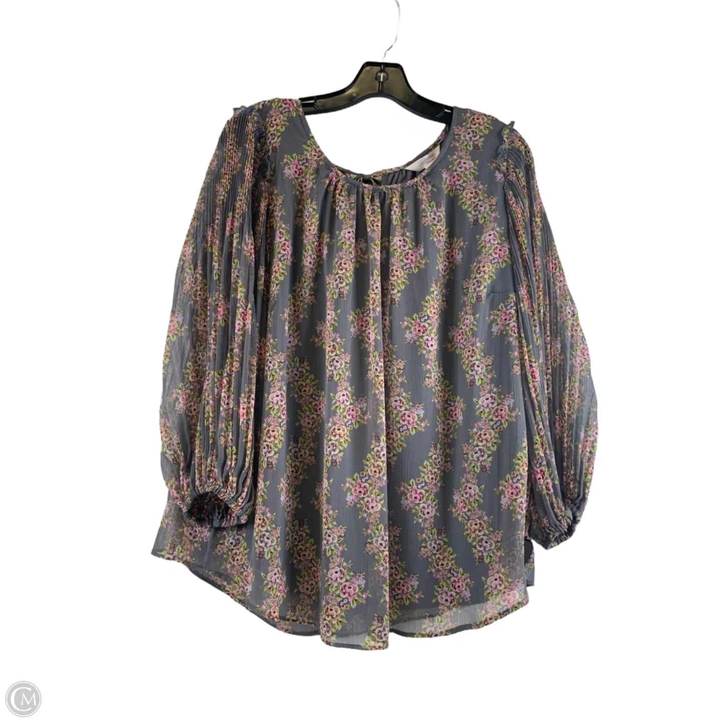 Top 3/4 Sleeve By Lc Lauren Conrad In Grey & Pink, Size: 0x