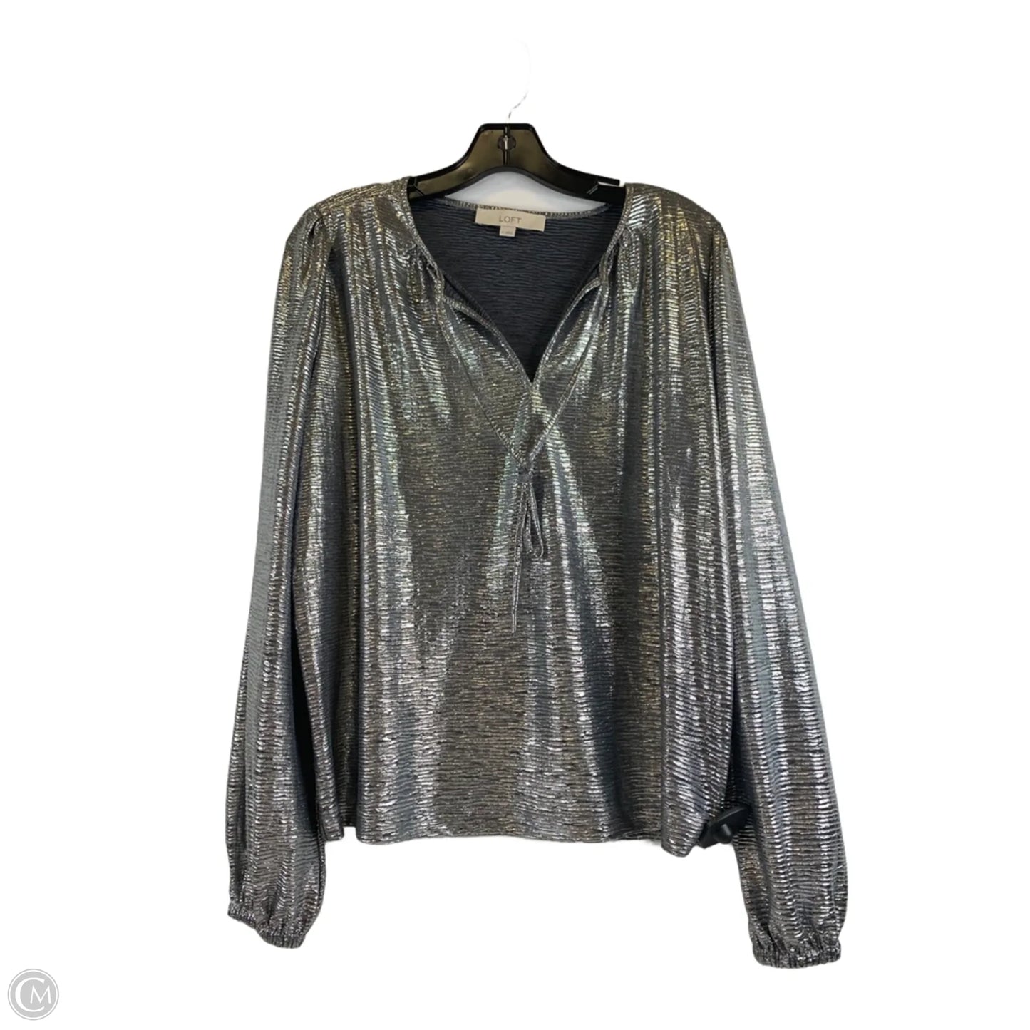 Top Long Sleeve By Loft In Silver, Size: M