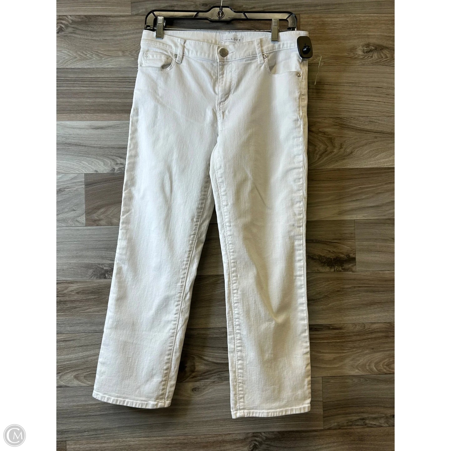 Jeans Cropped By Loft In White Denim, Size: 4