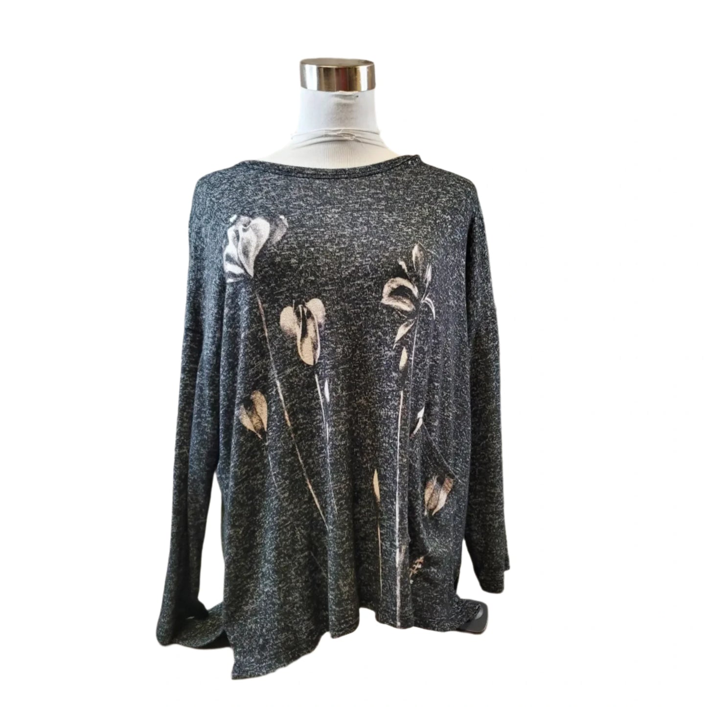 Top 3/4 Sleeve By Jess And Jane In Black & Grey, Size: S