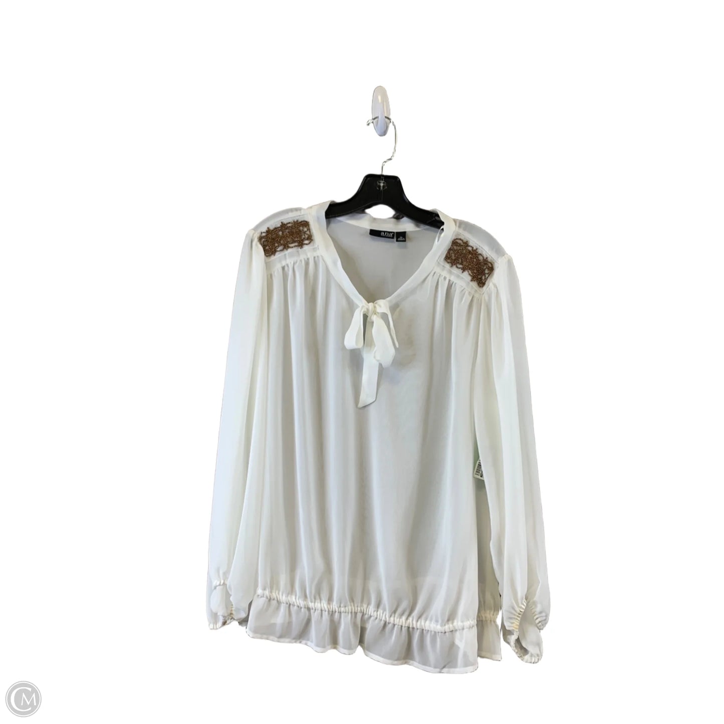 Top Long Sleeve By Ana In White, Size: Xl