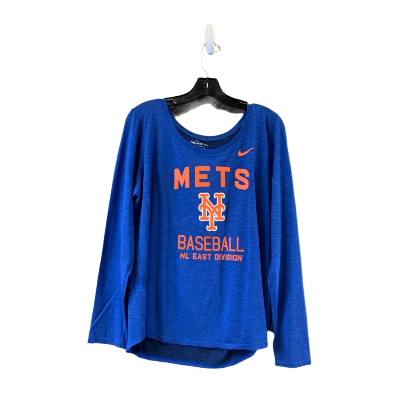 Athletic Top Long Sleeve Collar By Nike Apparel In Blue & Orange, Size: Xl