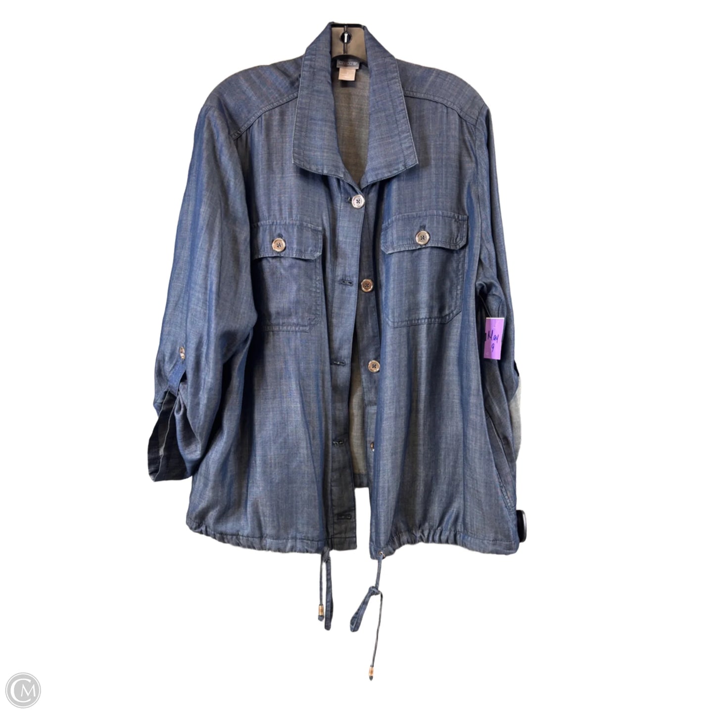 Jacket Shirt By Chicos In Blue, Size: Xl