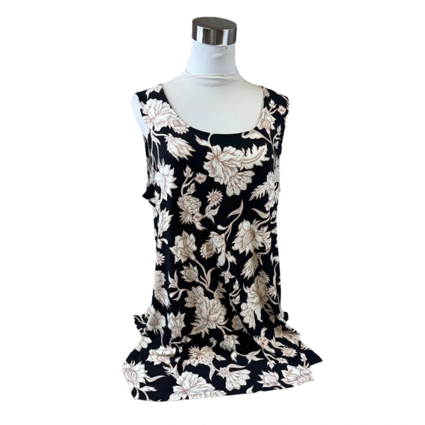 Top Sleeveless By Jm Collections In Black & Cream, Size: M