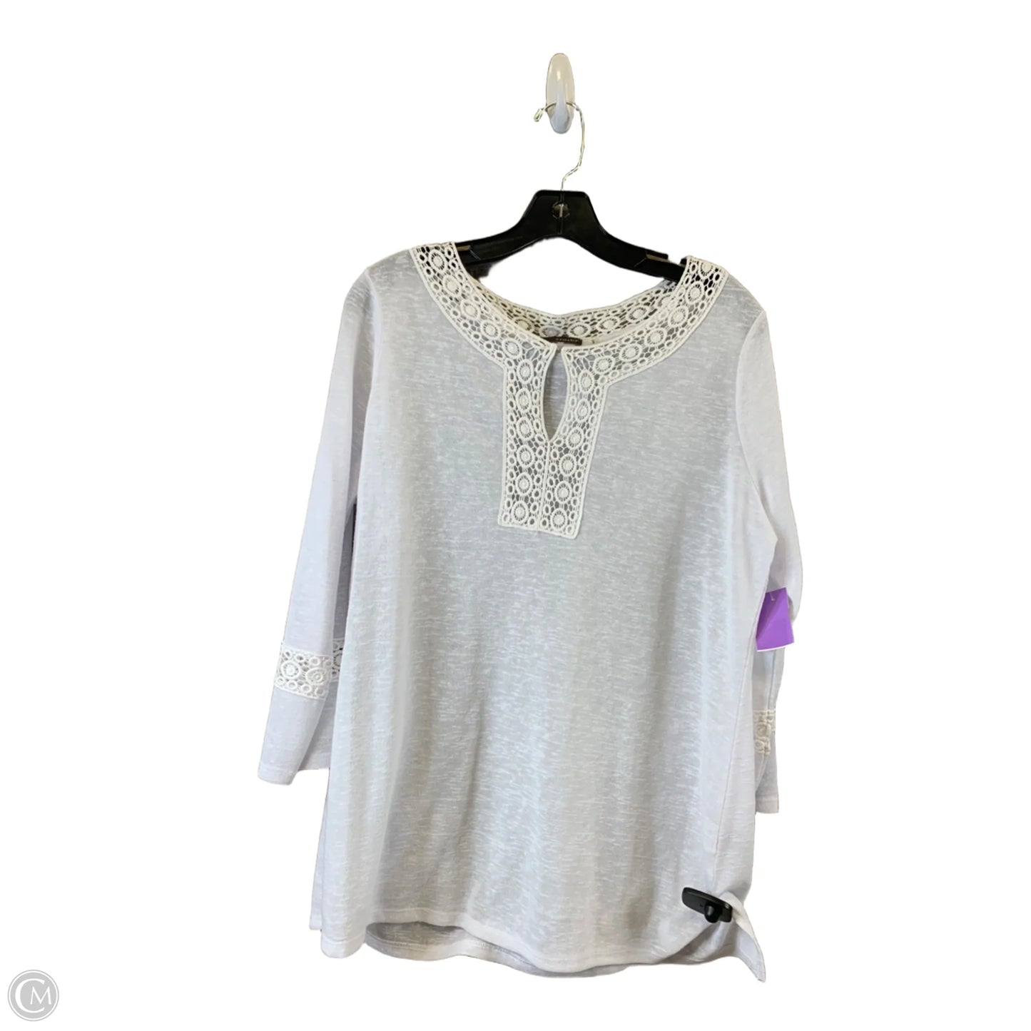 Top 3/4 Sleeve By Crosby In White, Size: L