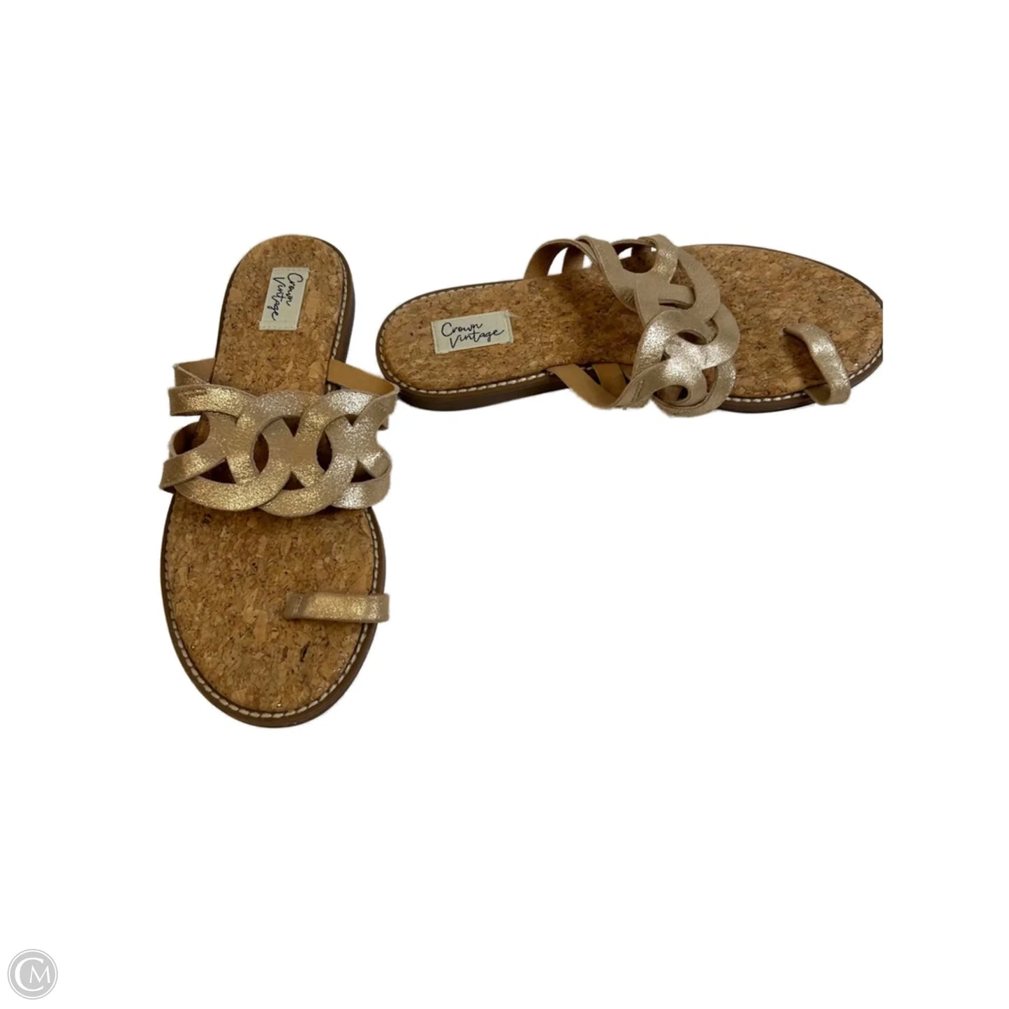 Sandals Flats By Crown Vintage In Gold, Size: 8