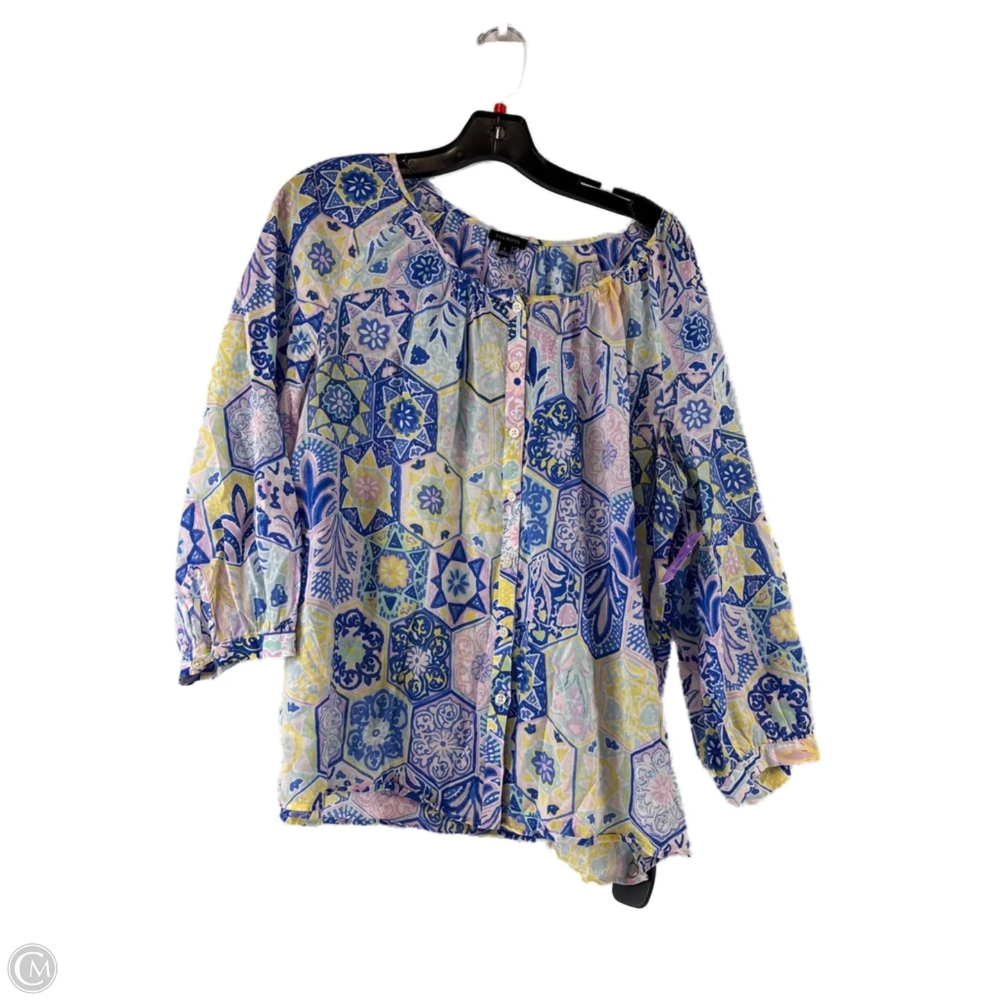 Top Long Sleeve By Talbots In Blue & Pink, Size: L