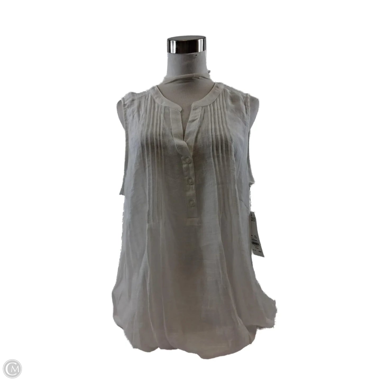 Top Sleeveless By Notations In White, Size: 1x