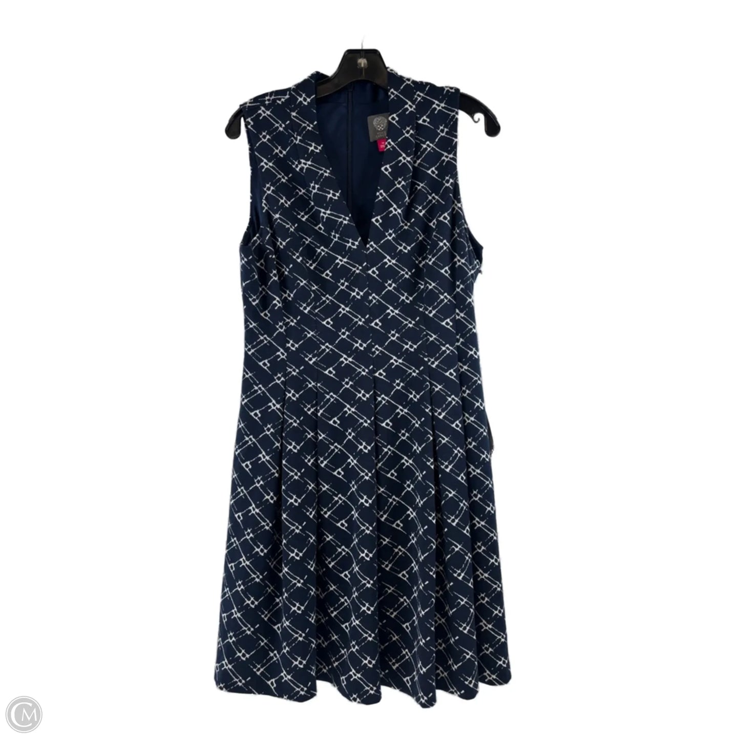 Dress Casual Midi By Vince Camuto In Blue & White, Size: Xl
