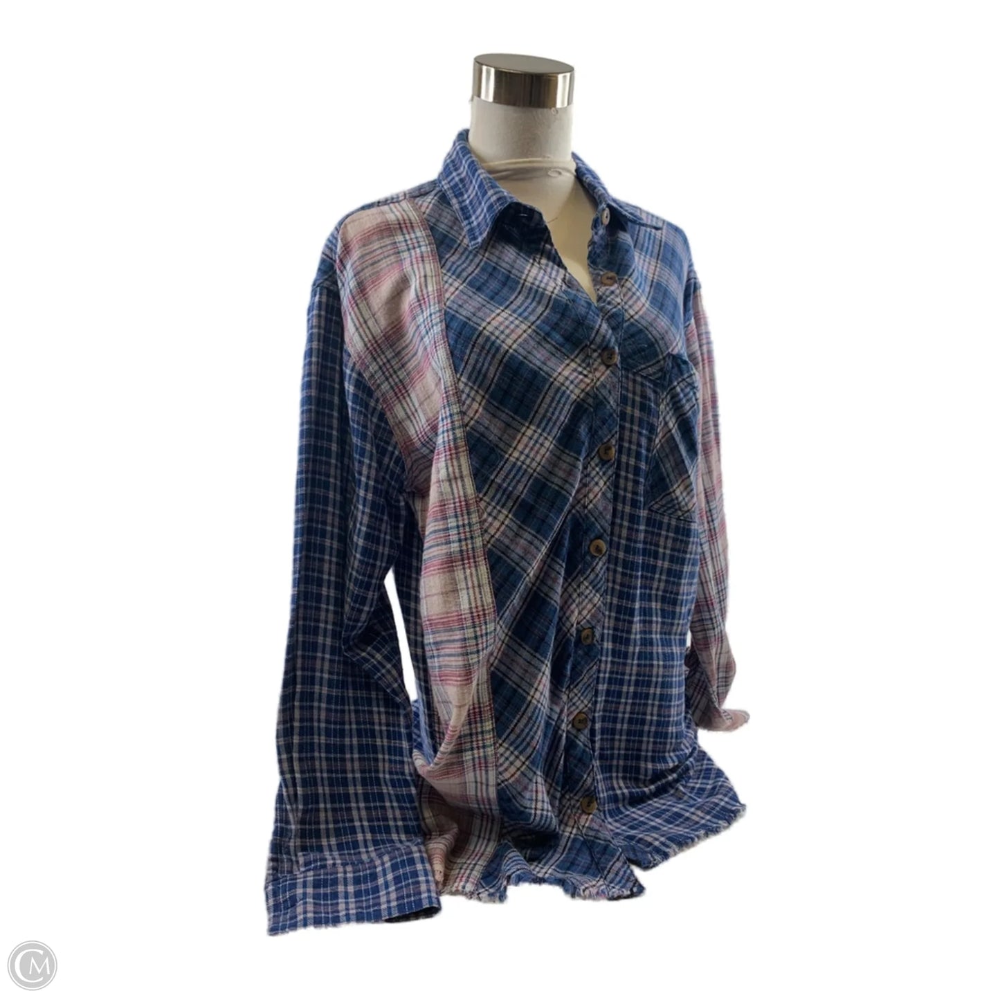 Top Long Sleeve By Rewind In Blue & Red, Size: M