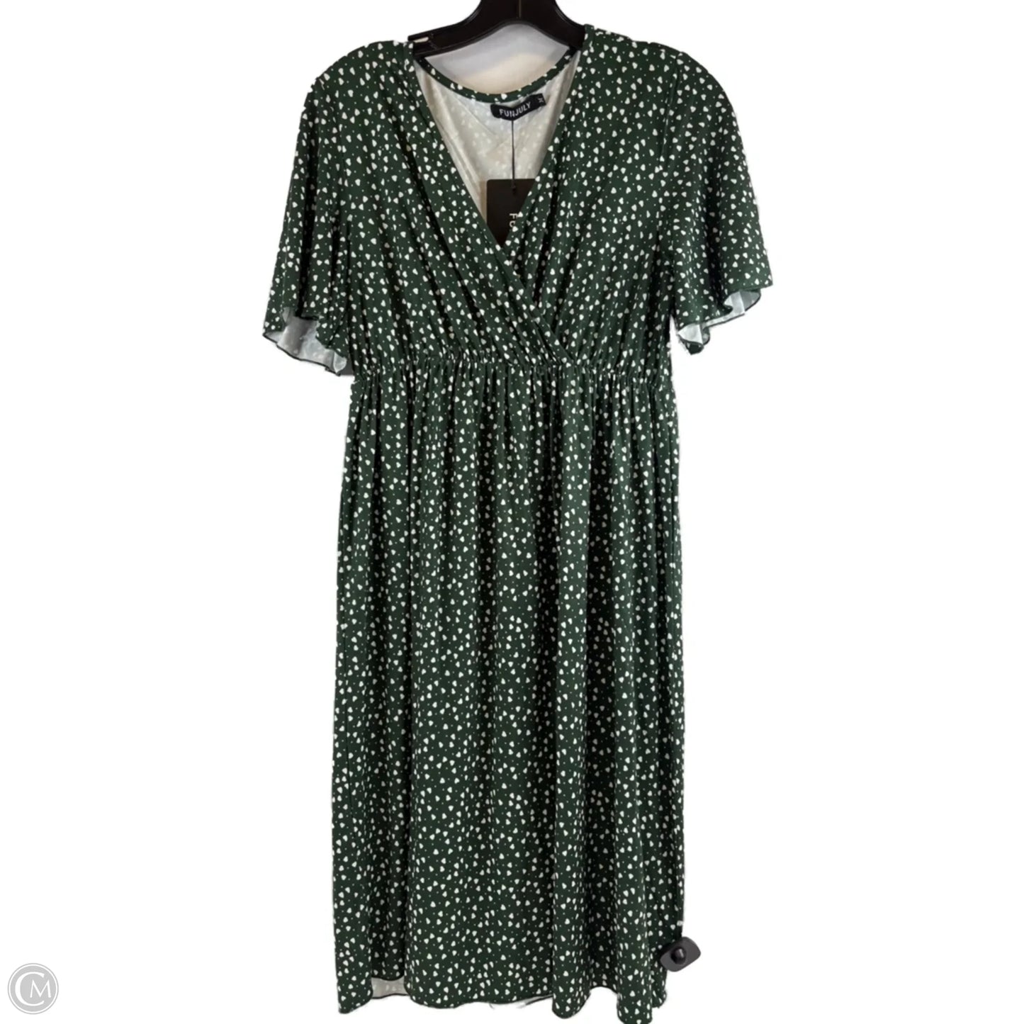 Dress Casual Midi By Clothes Mentor In Green & White, Size: M