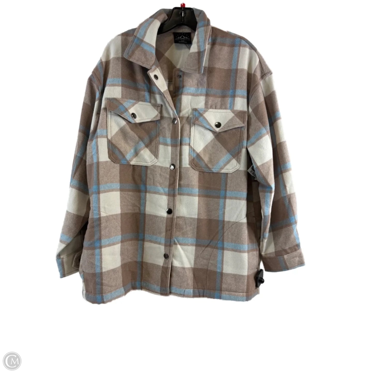 Jacket Shirt By Clothes Mentor In Blue & Brown, Size: M