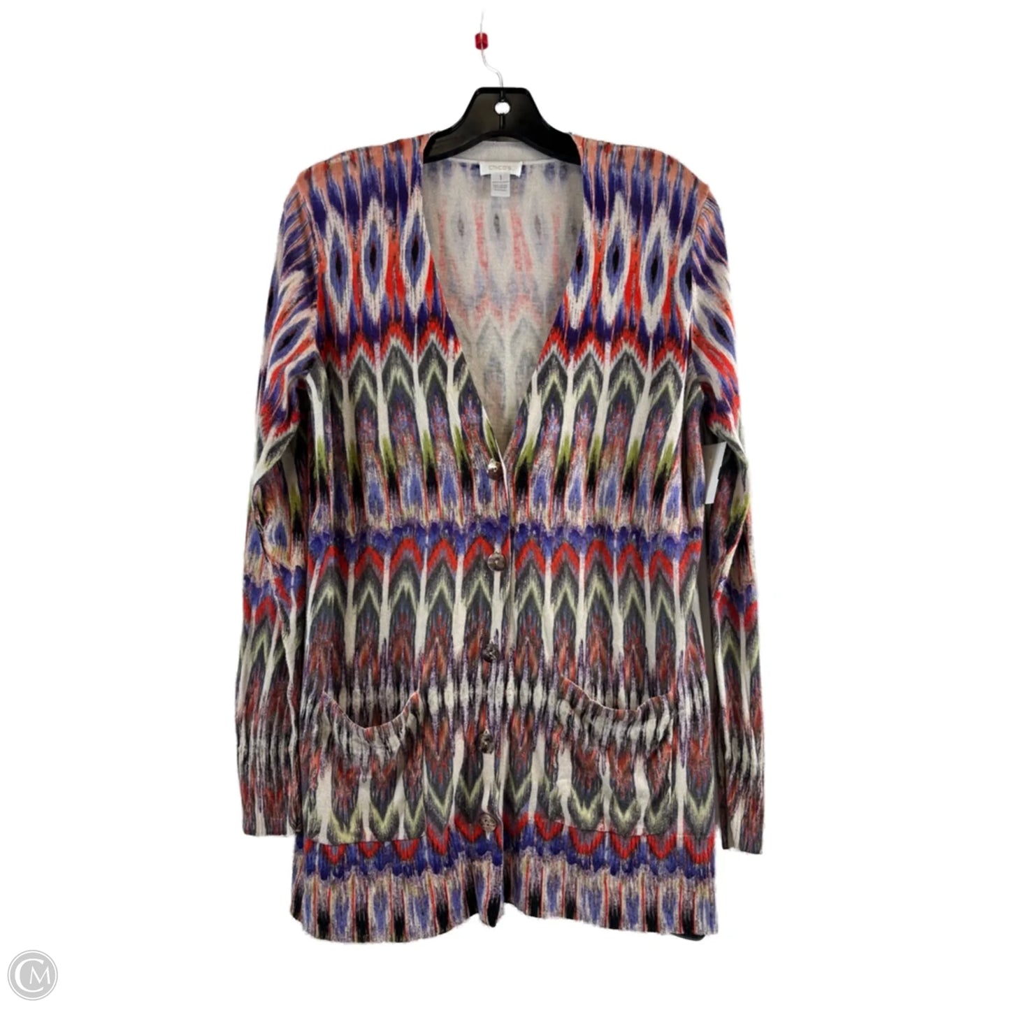 Cardigan By Chicos In Orange & Purple, Size: M
