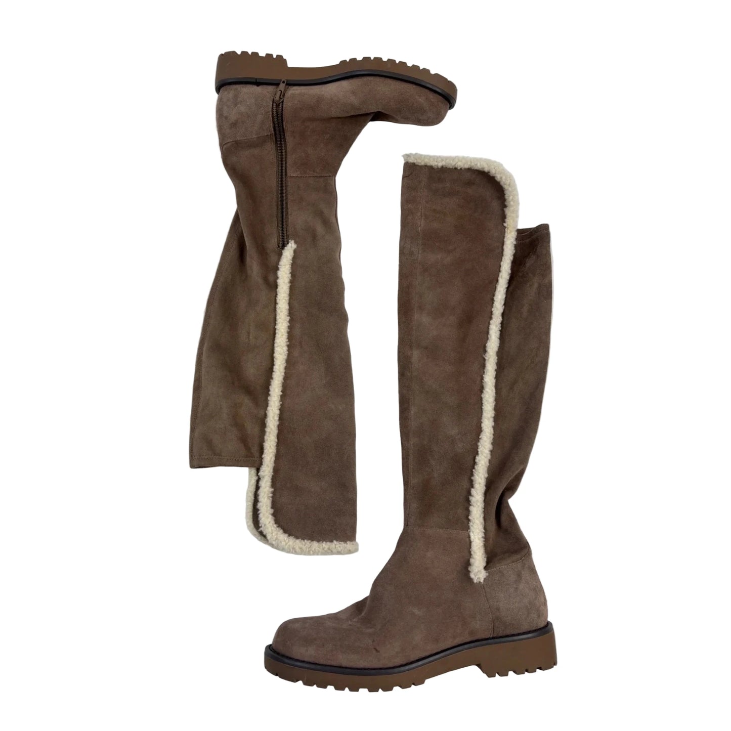 Boots Over-the-knee Heels By Sole Society In Beige, Size: 8