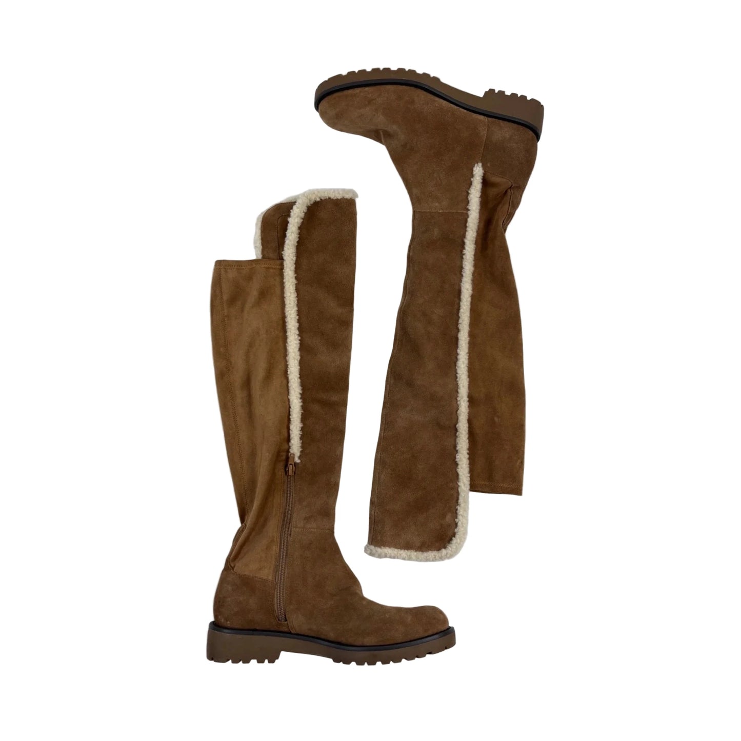 Boots Over-the-knee Heels By Sole Society In Beige, Size: 8
