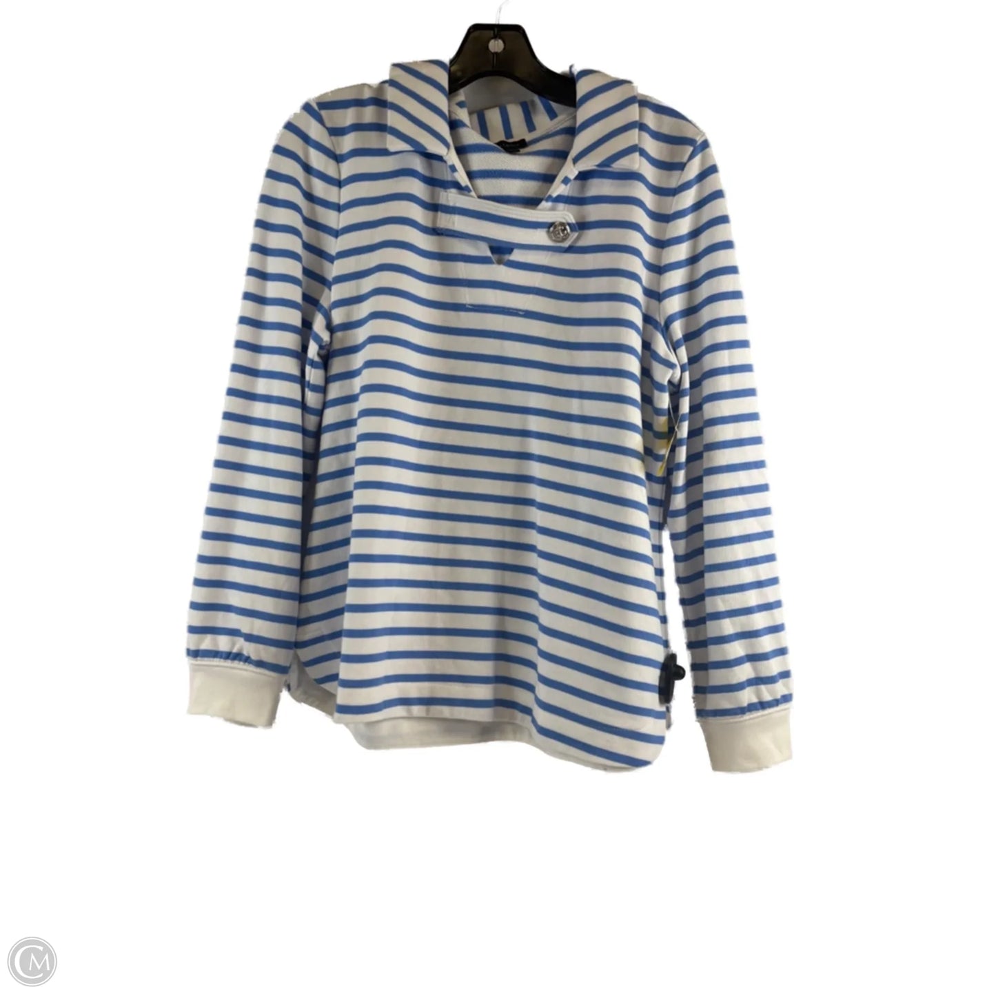 Top Long Sleeve By Talbots In Blue & White, Size: L