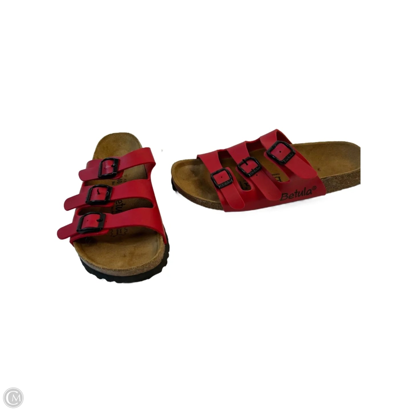 Sandals Flats By Clothes Mentor In Red & Tan, Size: 6