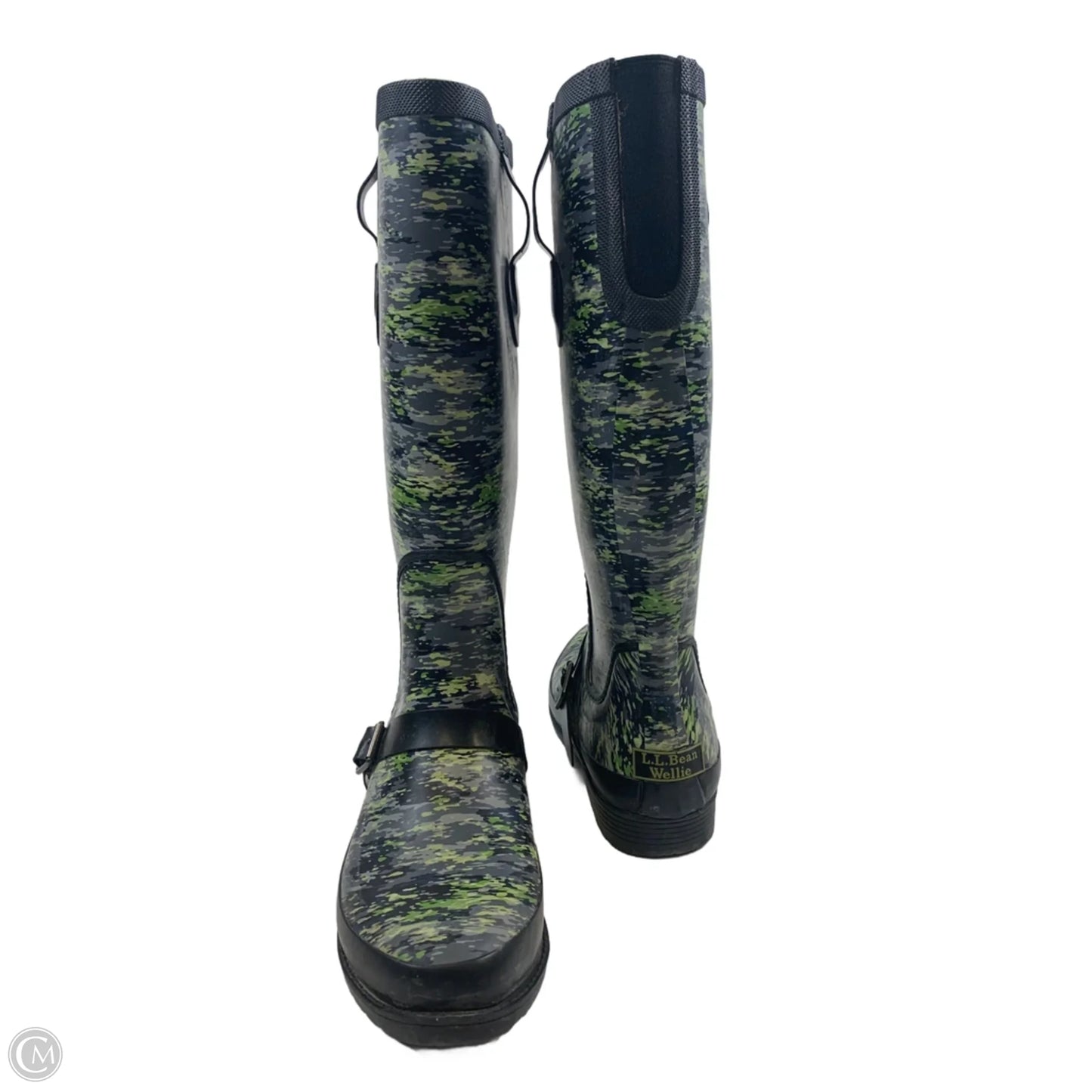 Boots Rain By L.l. Bean In Green & Grey, Size: 8