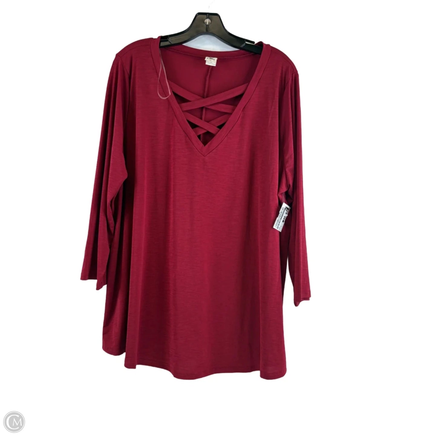 Top Long Sleeve By Sew In Love In Red, Size: 3x