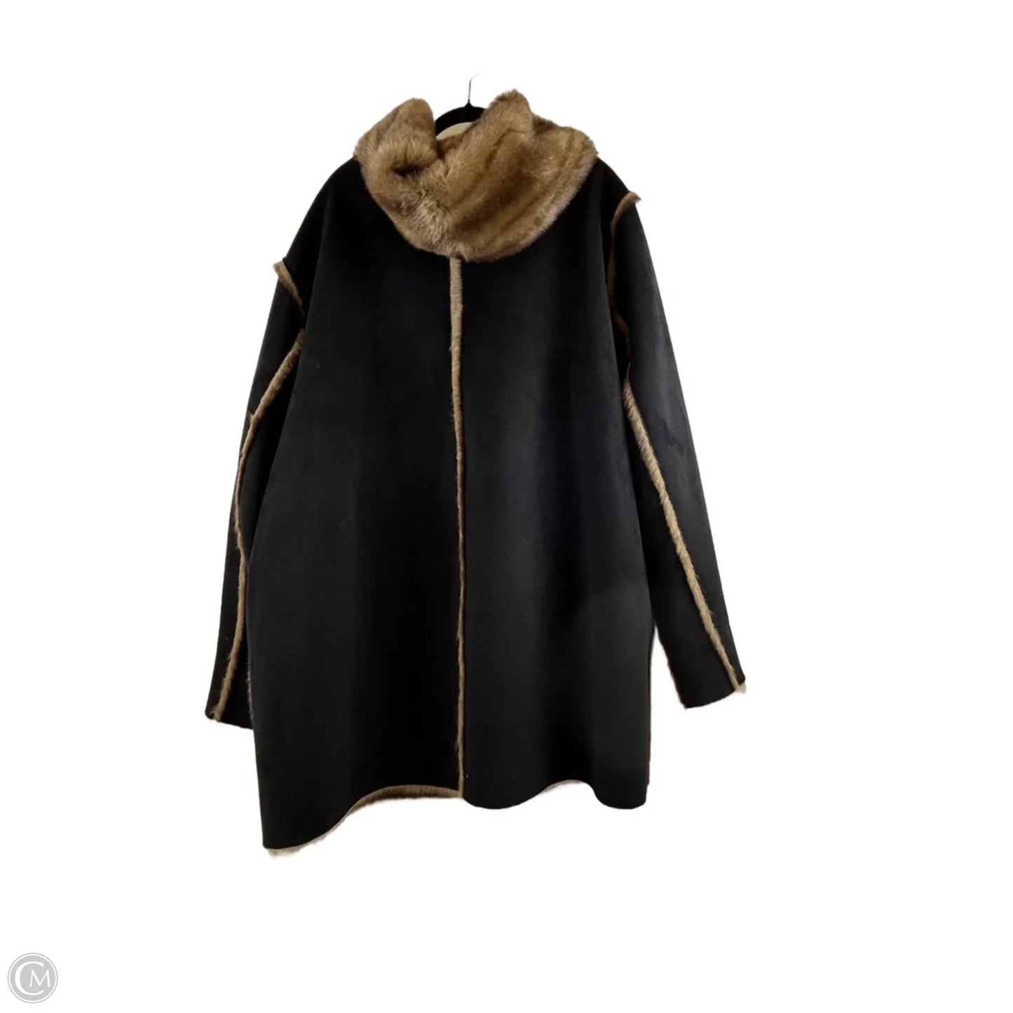 Coat Faux Fur & Sherpa By Dennis Basso Qvc In Brown, Size: 3x