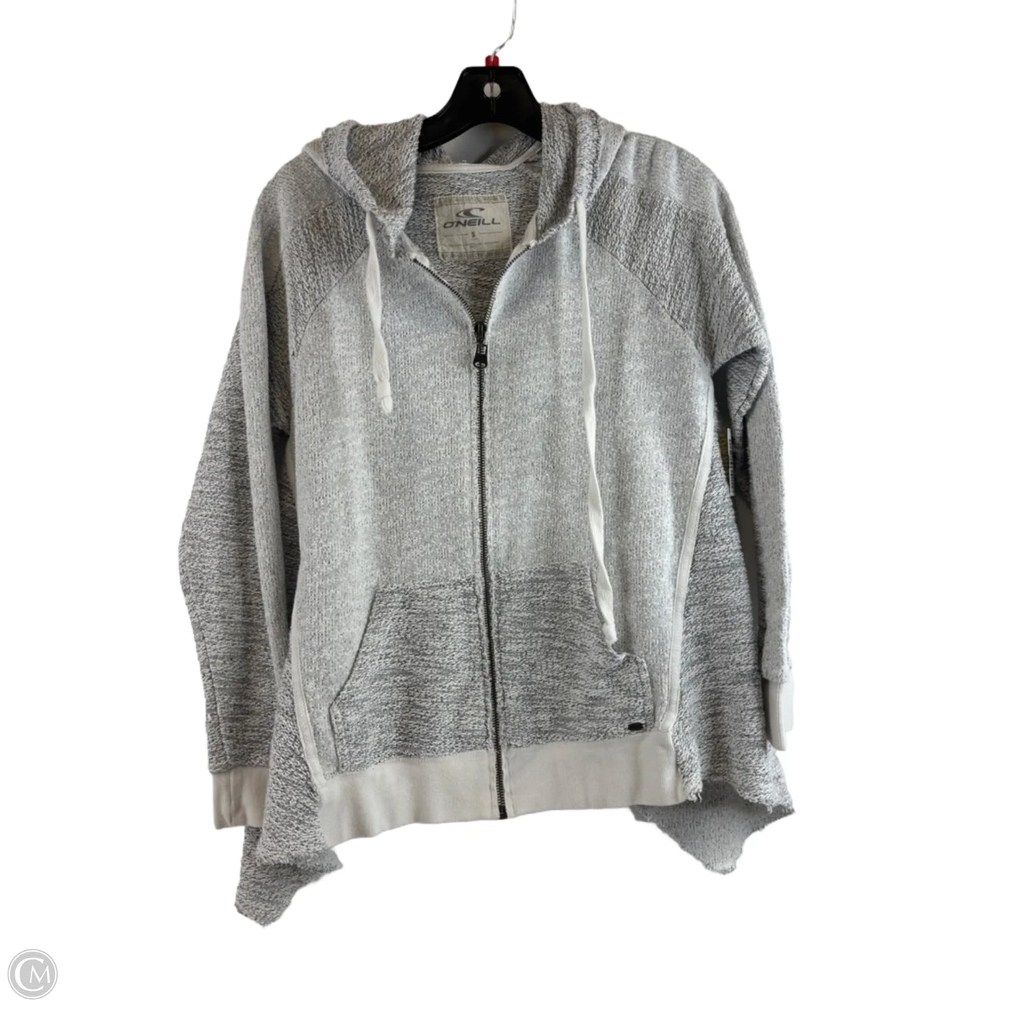 Sweatshirt Hoodie By Clothes Mentor In Grey & White, Size: S