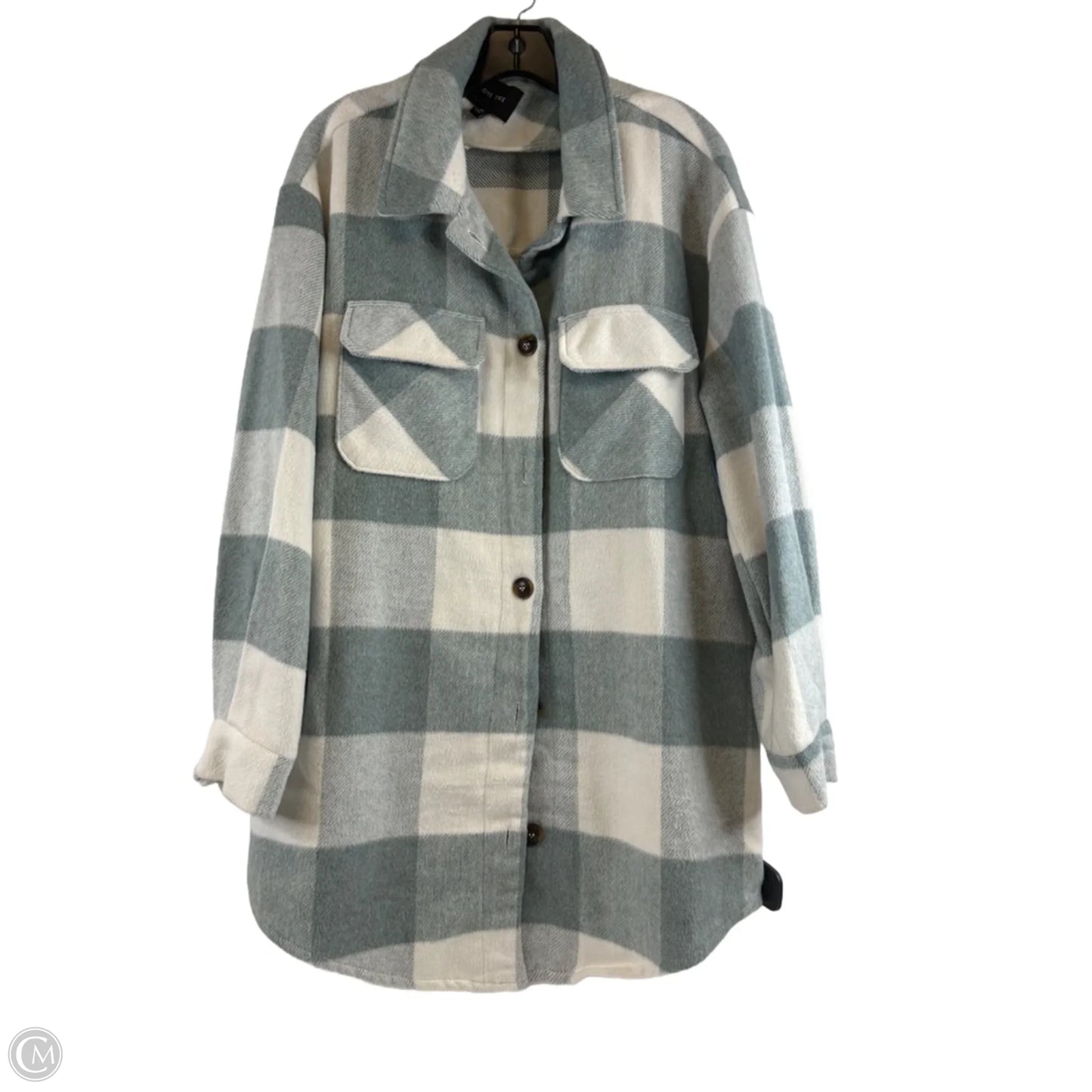 Jacket Shirt By Love Tree In Blue & White, Size: M