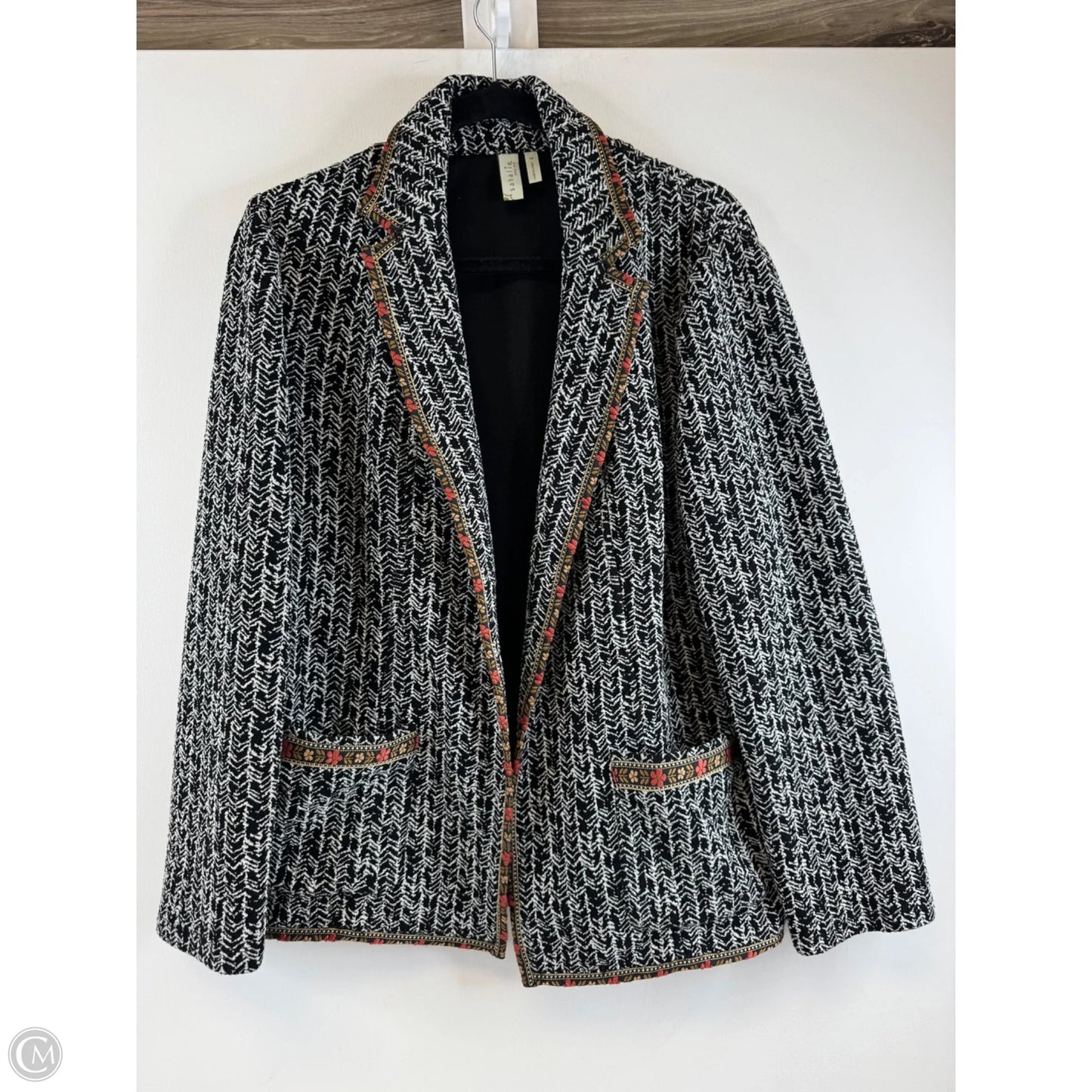 Blazer By Clothes Mentor In Black & White, Size: L