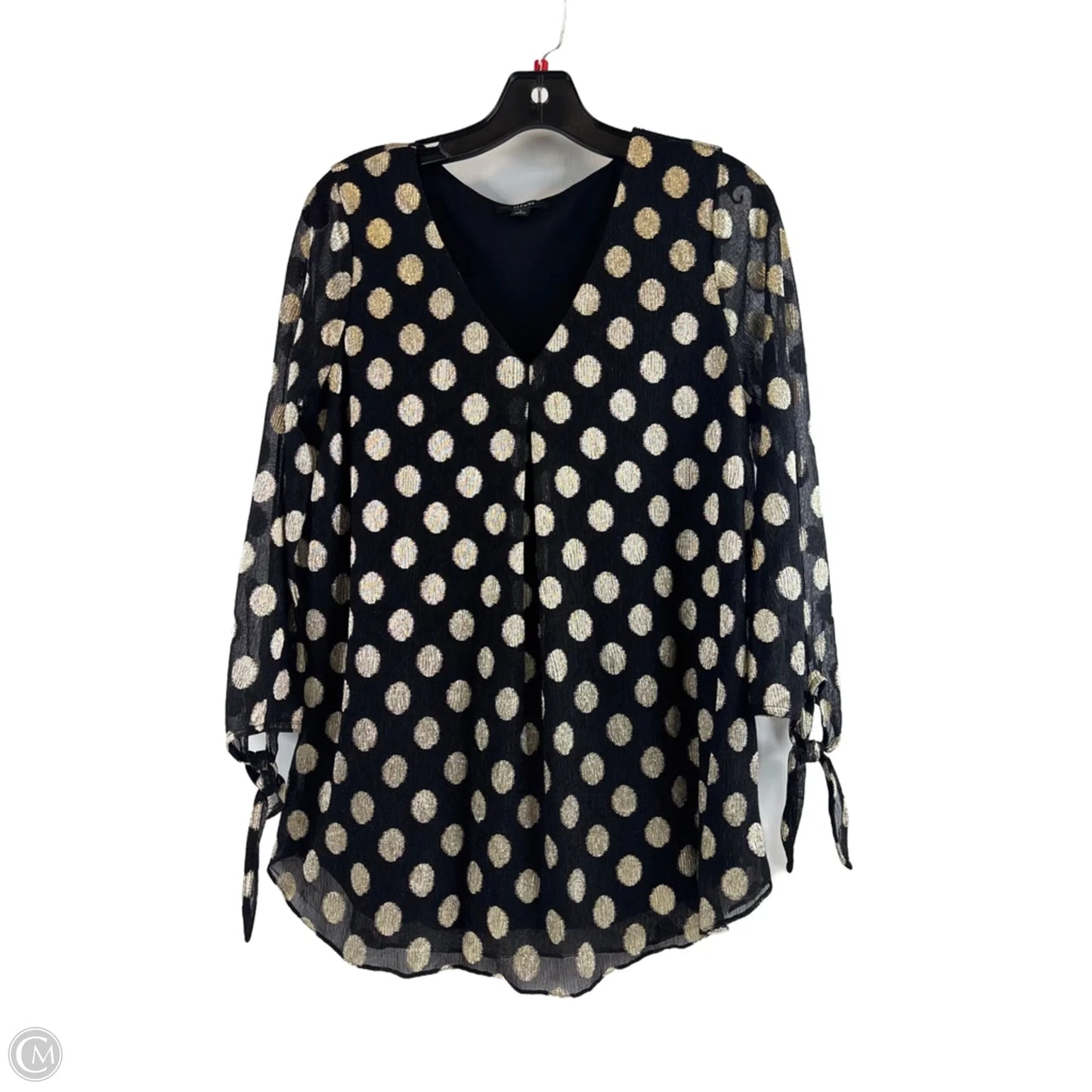 Blouse Long Sleeve By Alfani In Black & Gold, Size: M
