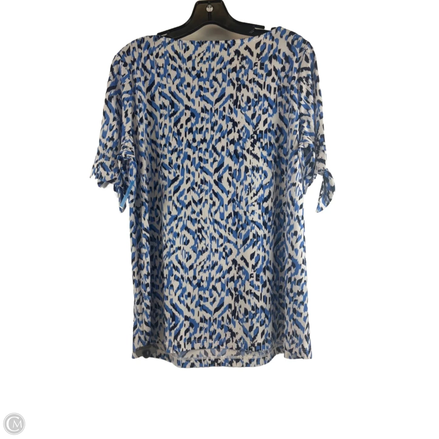 Top Short Sleeve By Susan Graver In Blue & White, Size: M