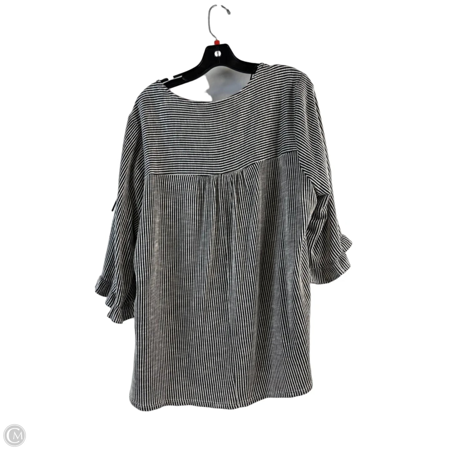 Top 3/4 Sleeve By W5 In Black & White, Size: 3x