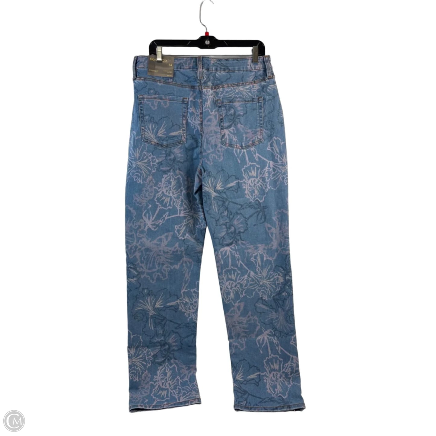 Jeans Straight By Style And Company In Blue & Pink, Size: 14