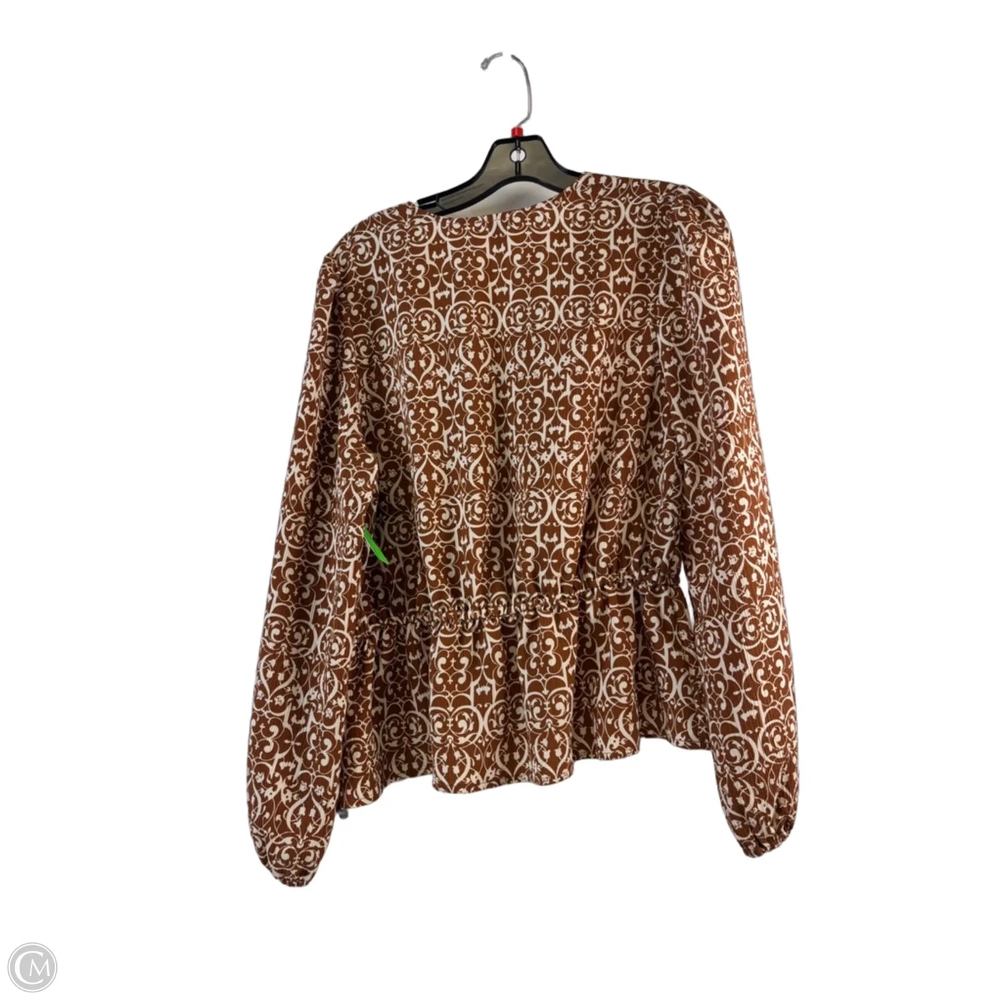 Top Long Sleeve By Loft In Brown & Cream, Size: M