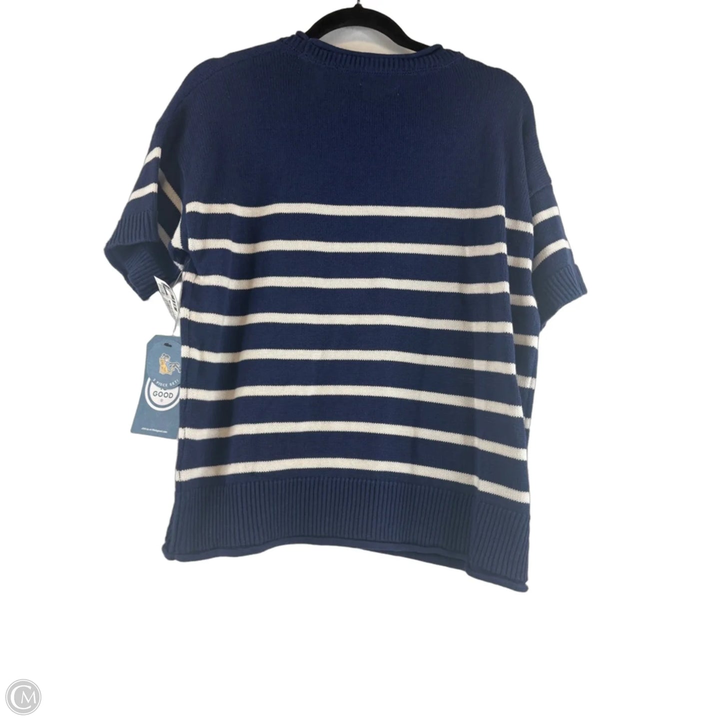 Top Short Sleeve By Life Is Good In Blue & White, Size: M