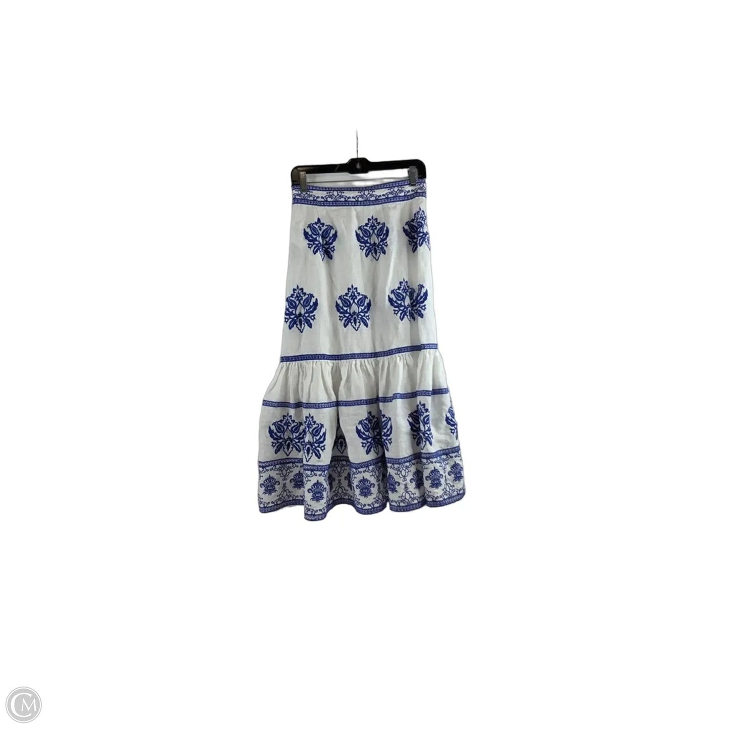 Skirt Midi By Zara In Blue & White, Size: 4